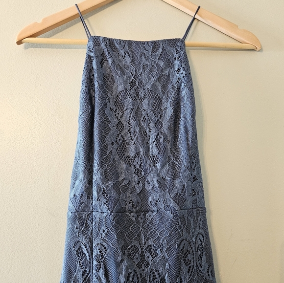 Two Sisters Shimmy Cocktail Spaghetti  Straps Tassel Mini Dress Steel Blue Sz 6. - Picture 11 of 16
